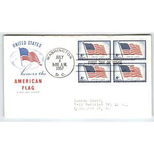Scott #1083 1957 American Flag 4c First Day Cover FDC Washington DC